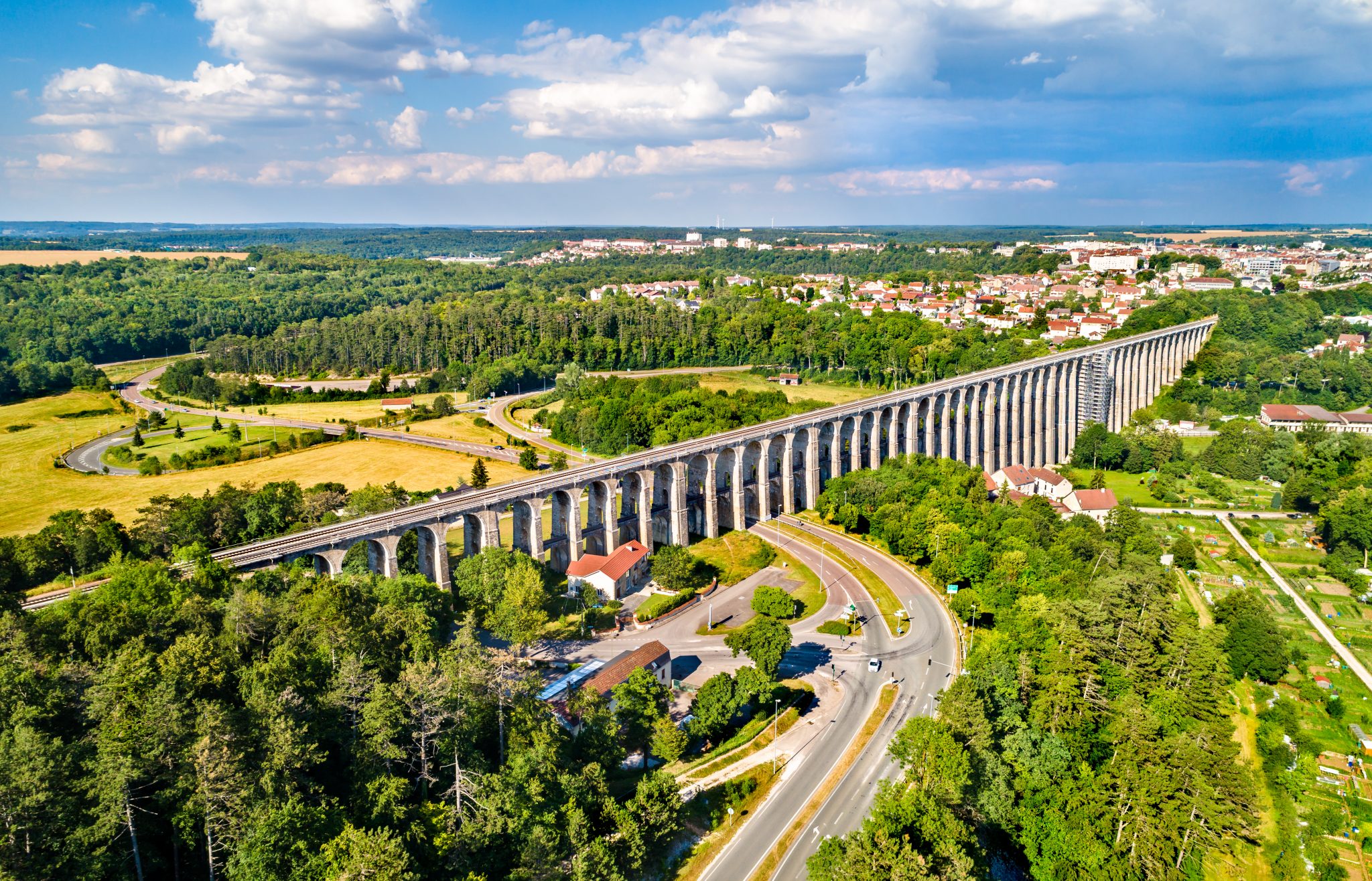 Aerial View Of Chaumont Viaduct A Railway Bridge In France