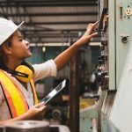 Industrial Factory Maintenance Engineers Woman Inspect Relay Pro